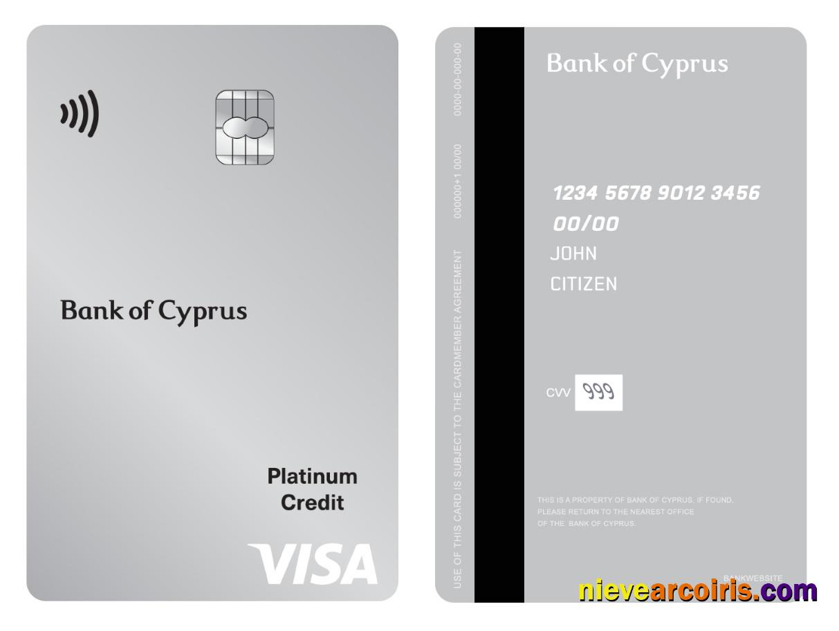 Cyprus Bank of Cyprus visa platinum credit vertical card